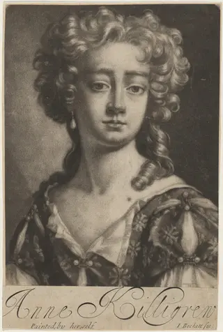 Mrs. Anne Killigrew, by Isaak Beckett, ink, 1684