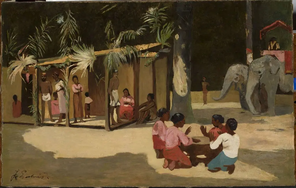 Exotic scene, by Jean Lulves, oil, 1871