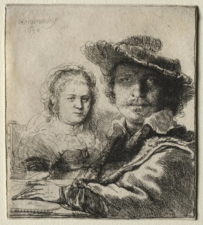 Rembrandt and His Wife Saskia, detail