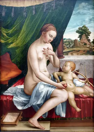 Venus and Cupid, by Georg Pencz, paint, 1528