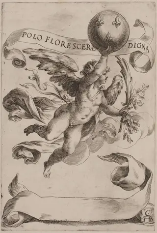 Genius with the Medici Coat-of-Arms, by Cherubino Alberti, ink, 1605