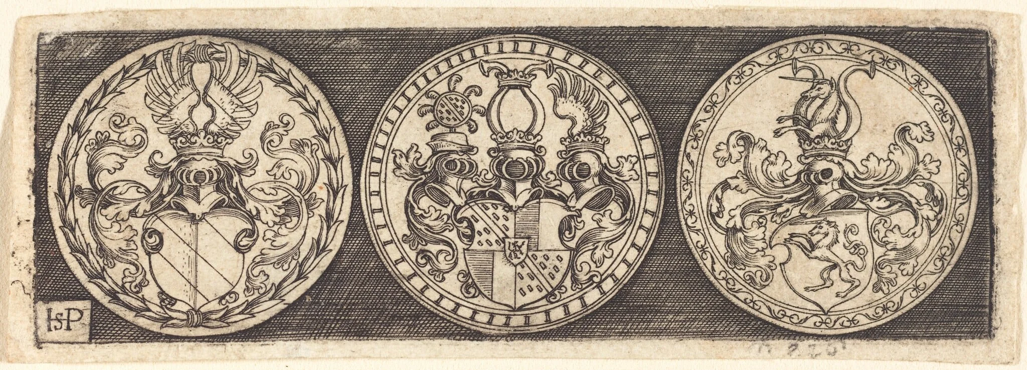 Three Medals with Coats of Arms, detail