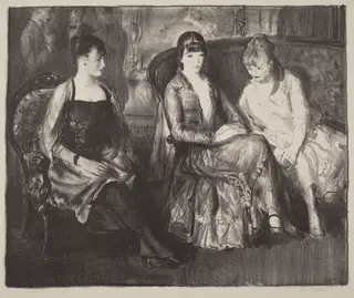Elsie, Emma and Marjorie, second stone, by George Bellows, ink, 1921