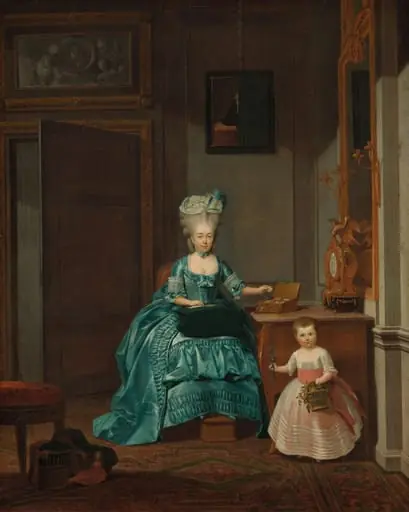 Portrait of Suzanna Cornelia Mogge and her Daughter Johanna Ferdinanda van Collen, by Hermanus Numan, unspecified, 1776
