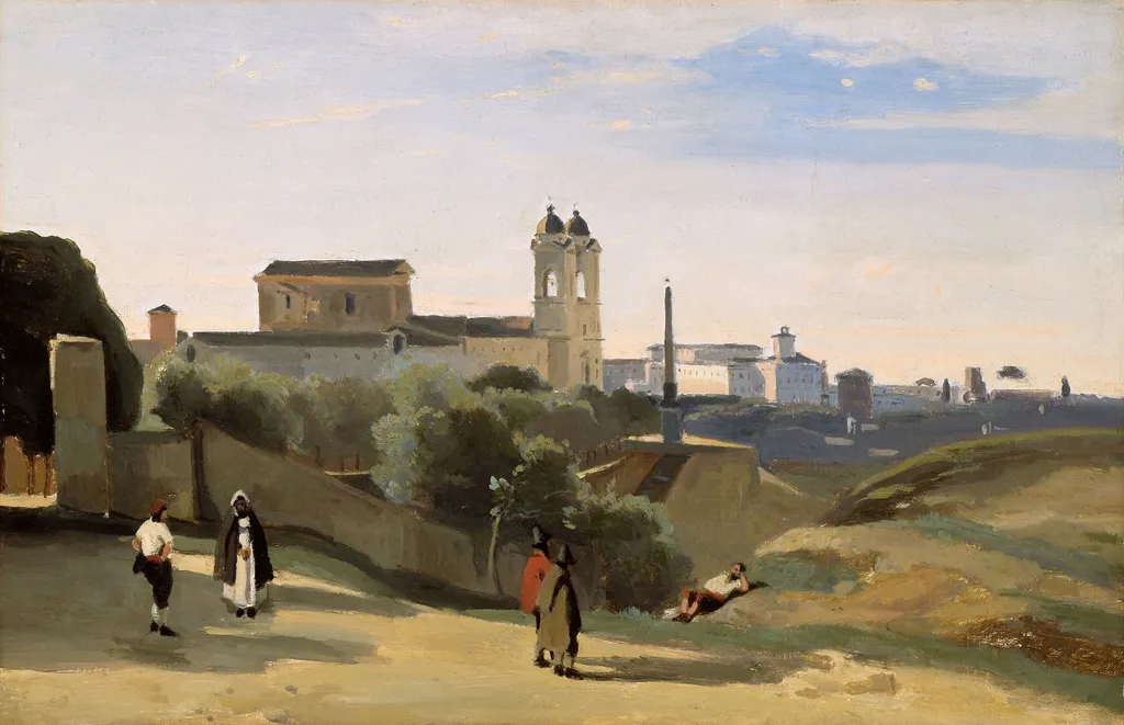 Monte Pincio, Rome, by Jean Baptiste Camille Corot, oil, 1840