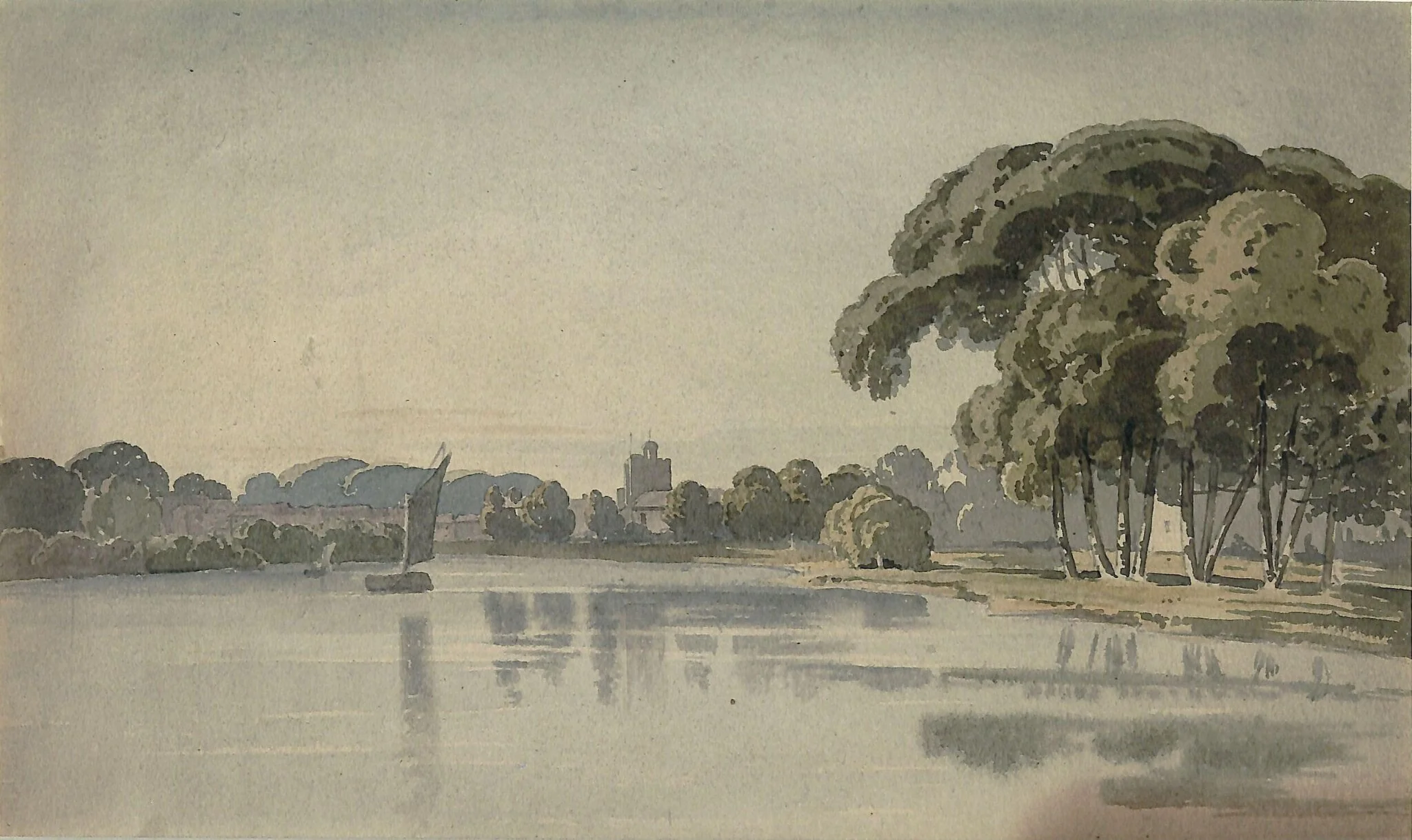 The Thames at Fulham, detail