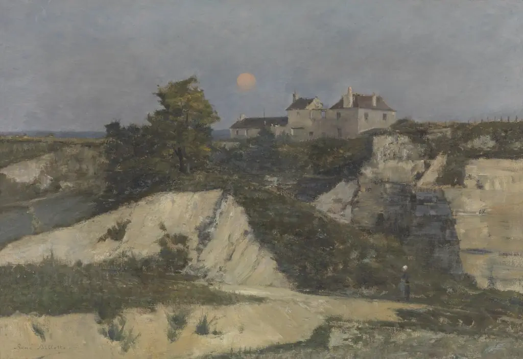 The Stone Quarry of Nanterre by Moonlight, by René Billotte, oil, 1890