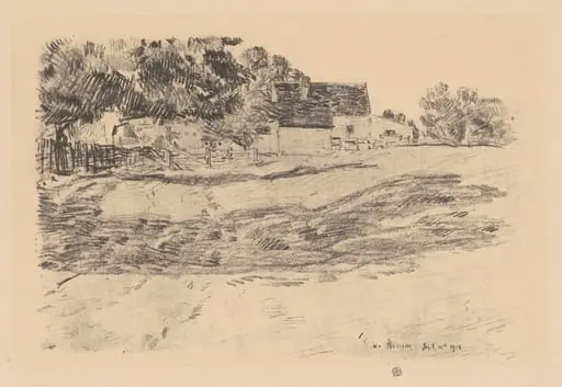 Afternoon Shadows, by Childe Hassam, ink, 1918