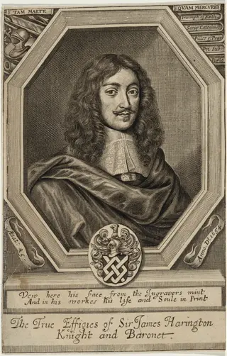 Sir James Harrington, Bart., by William Faithorne, ink, 1682