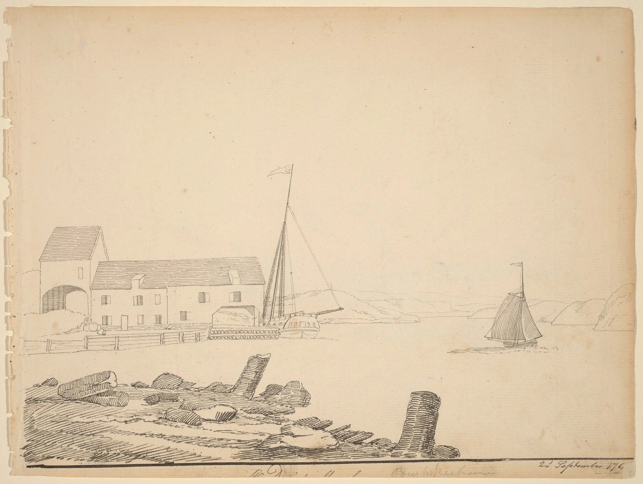 Hudson River Landing [recto], detail