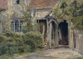 Cottage with porch, Dorney, near Windsor, by Richard Redgrave, watercolor, 1850