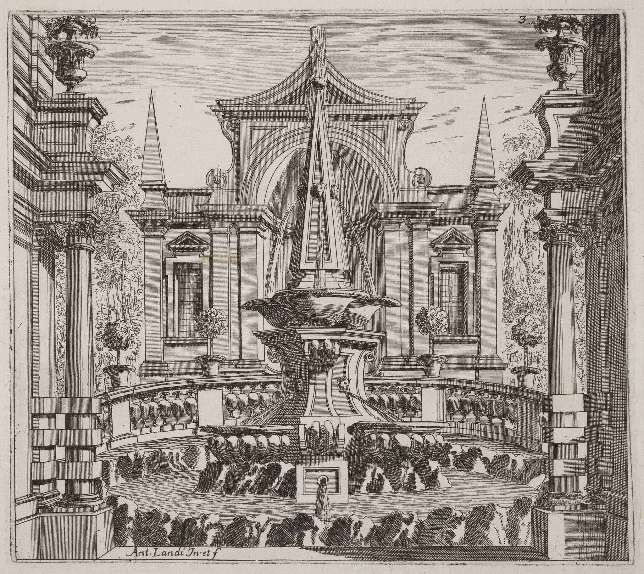 Fantastic Garden with a Fountain and a Garden Pavilion, detail
