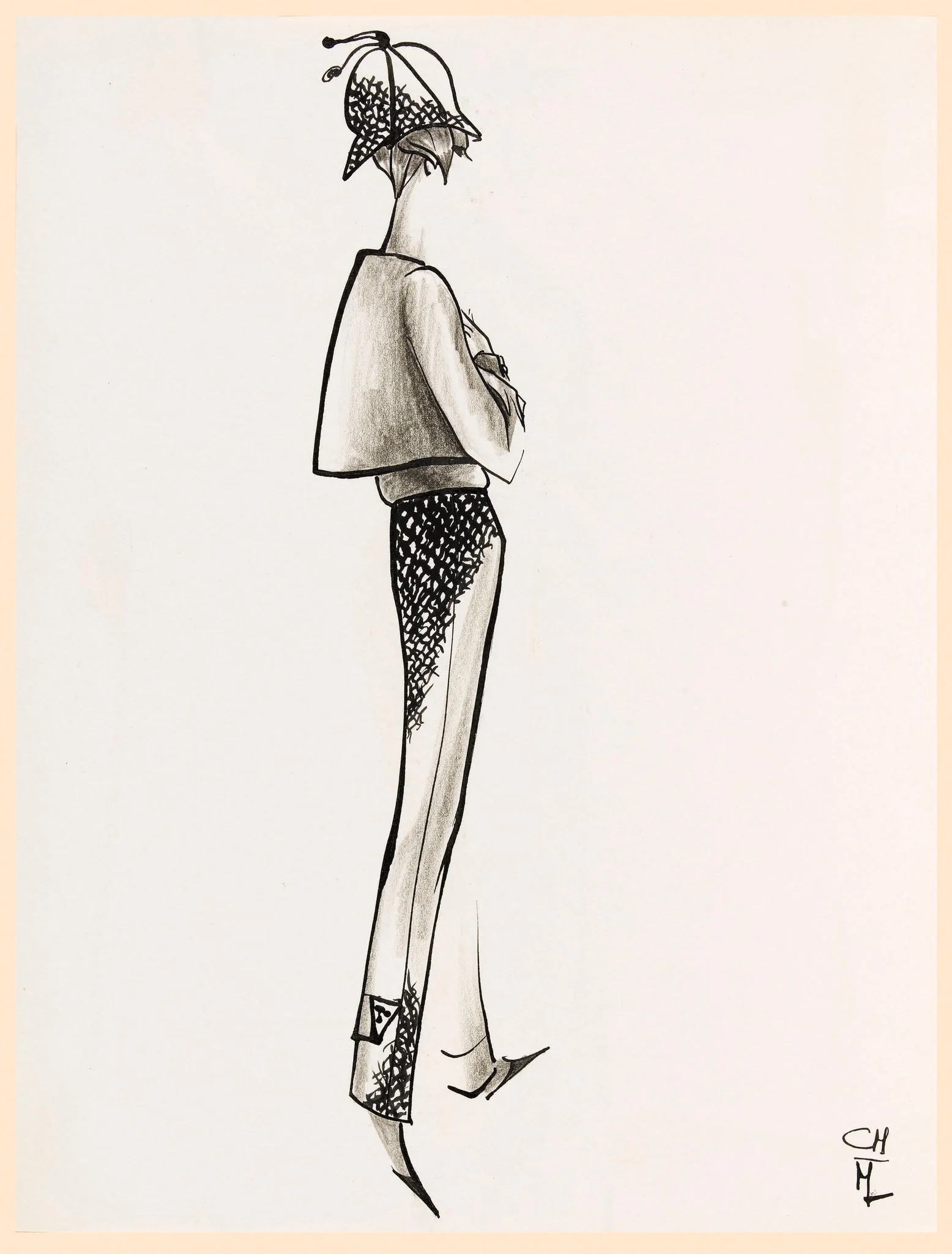 Pantalon à motif noir, detail