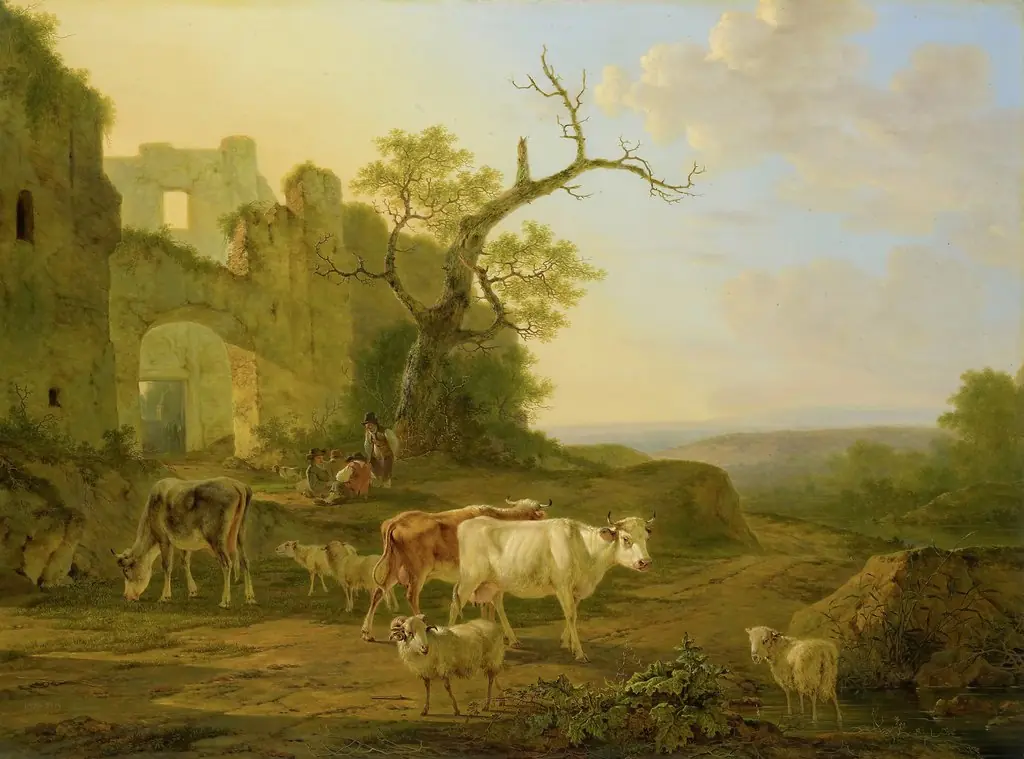Schapen op de heide, by Jan Bedijs Tom, oil, 1866
