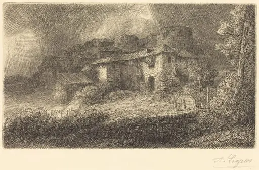 Ruins of a Chateau (Les ruins du chateau), by Alphonse Legros, ink, 1874