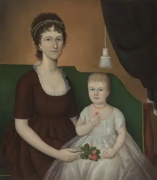 Elizabeth Grant Bankson Beatty (Mrs. James Beatty) and Her Daughter Susan, by Joshua Johnson, oil, 1805
