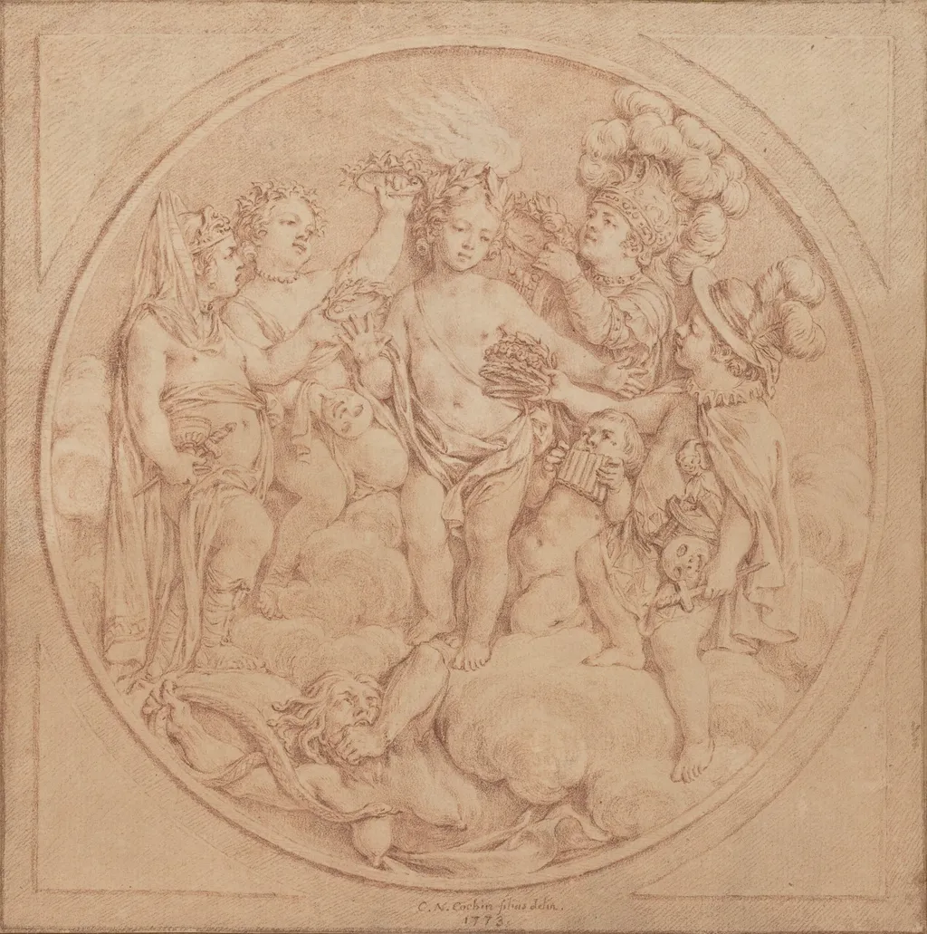Allegory of Fame, by Charles-Nicolas Cochin II, graphite, 1773