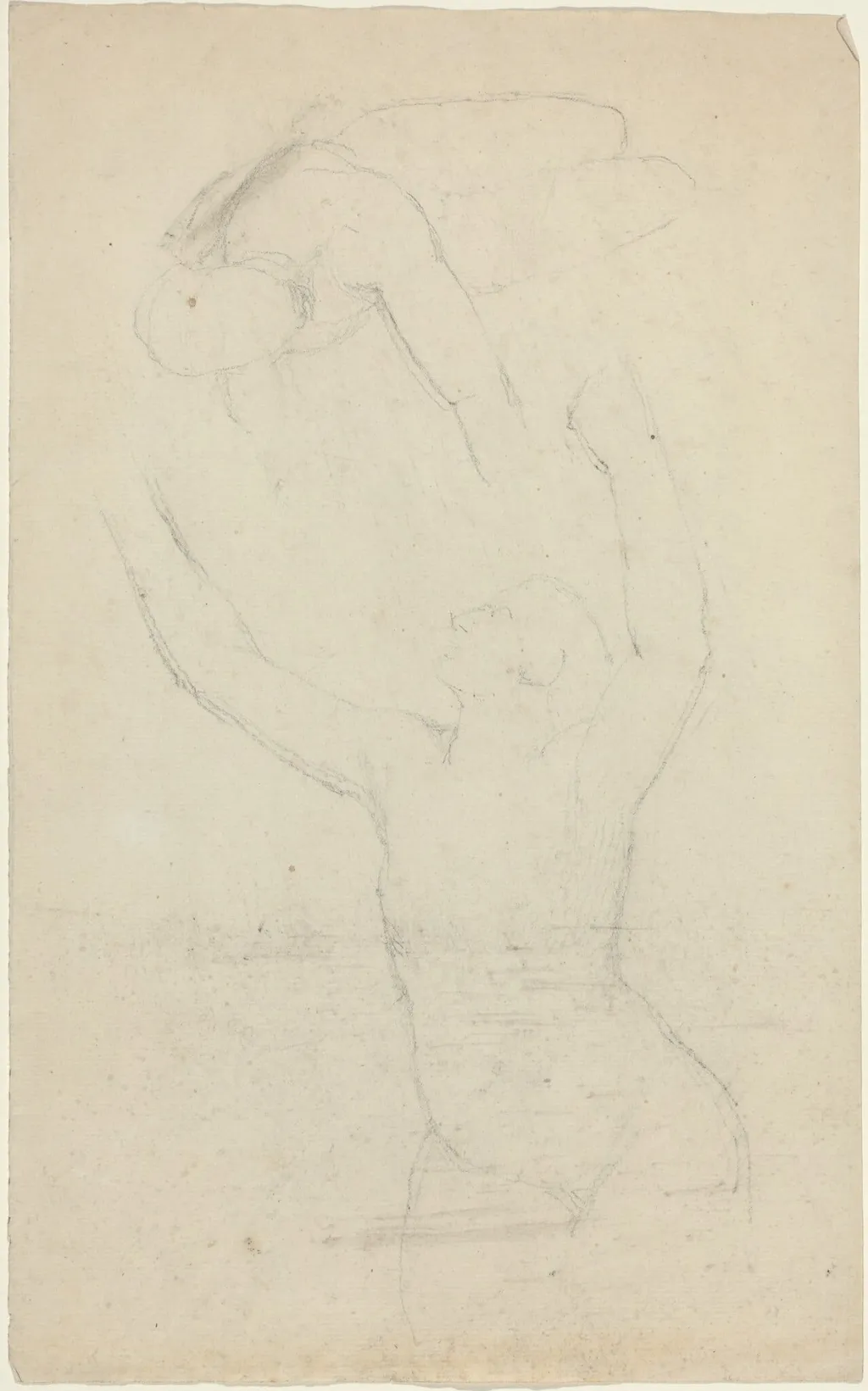 Two Airborne? Figures Reaching out to One Another, by John Flaxman, graphite, 1790