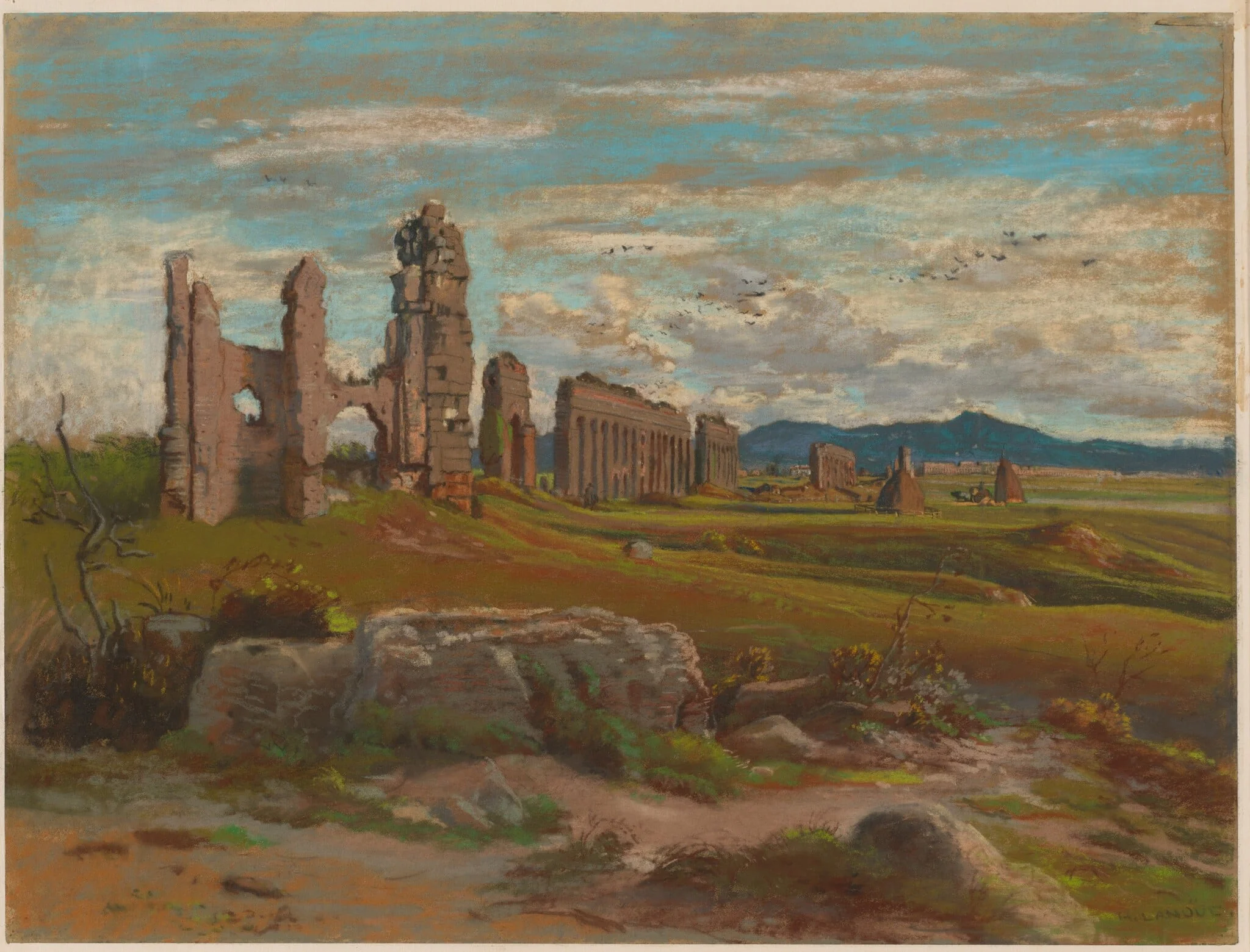 The Aqua Claudia in the Roman Campagna, detail