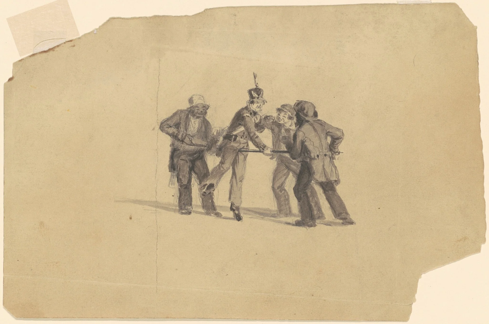 Study for "Militia Training" [recto], detail