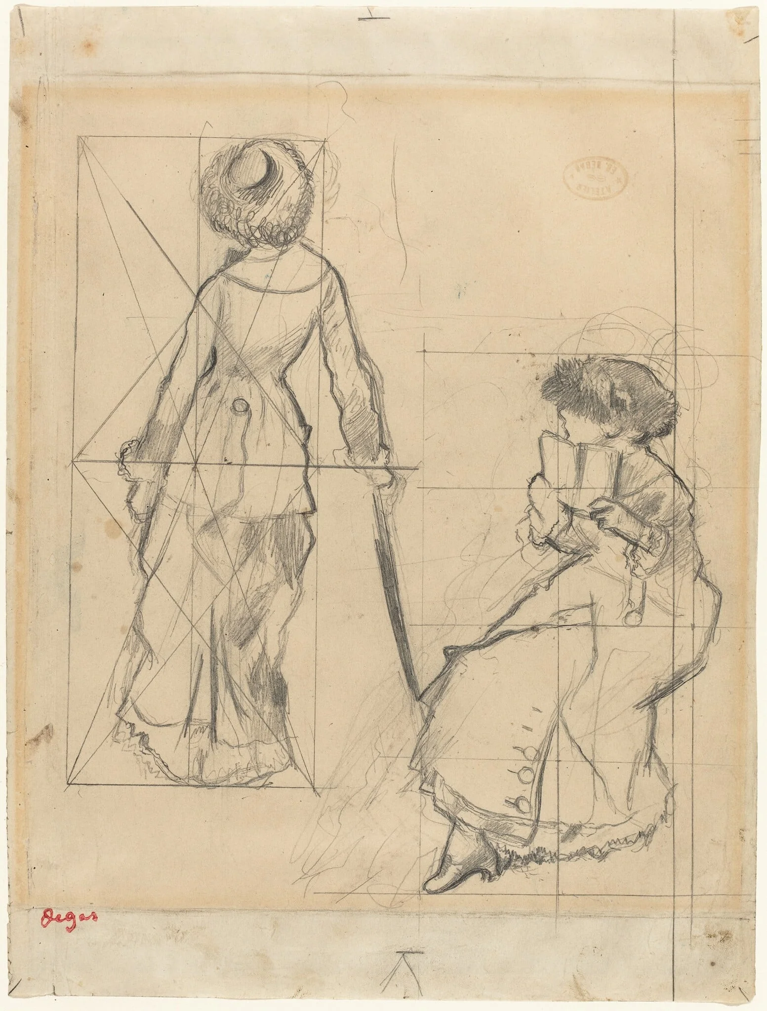 Study for "Mary Cassatt at the Louvre" [recto], detail