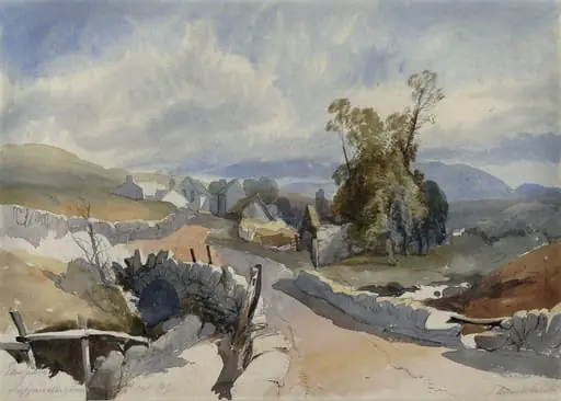 A Village Street, by James Burrell Smith, watercolor, 1869
