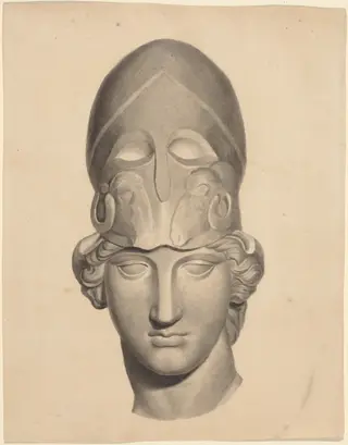 Antique Head with a Helmet, by John Flaxman, ink, 1790