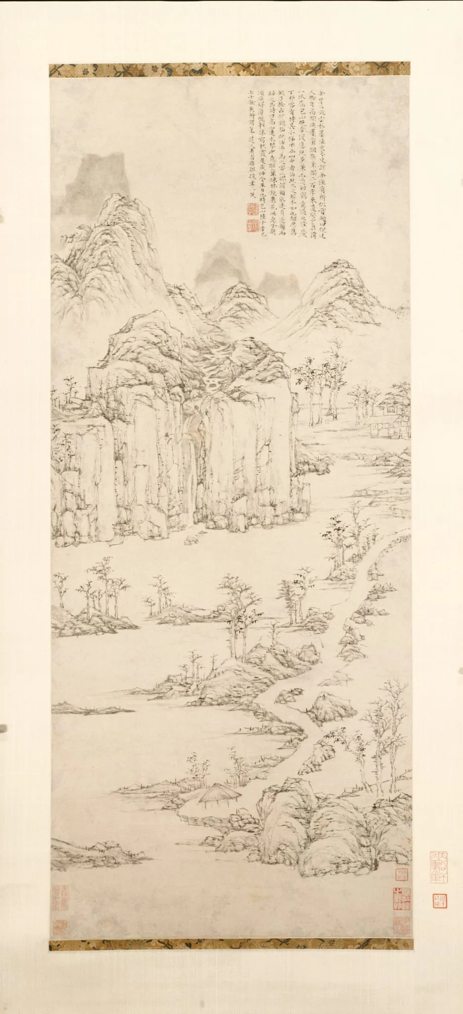 Daoist Retreat in Mountain and Stream (Landscape after Ni Zan [1301–1374]), detail