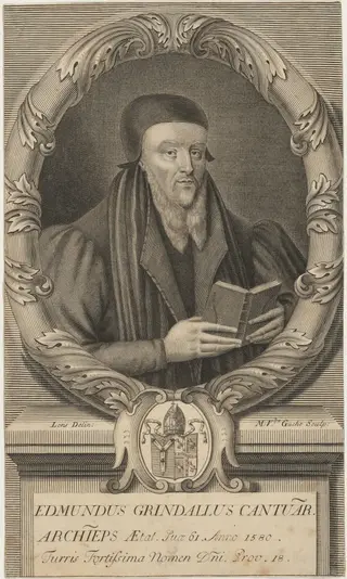 Edmund Grindal, Archbishop of Canterbury, by Michiel van der Gucht, ink, 1710