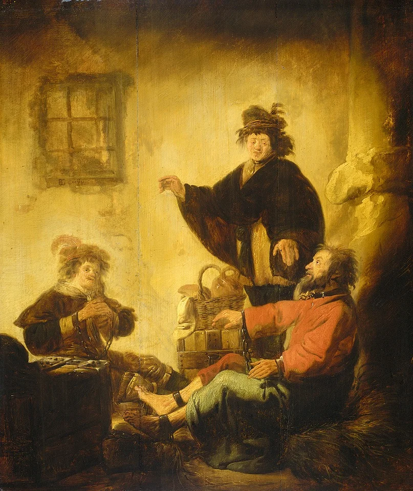 Joseph interpreting the dreams of the baker and the butler, detail
