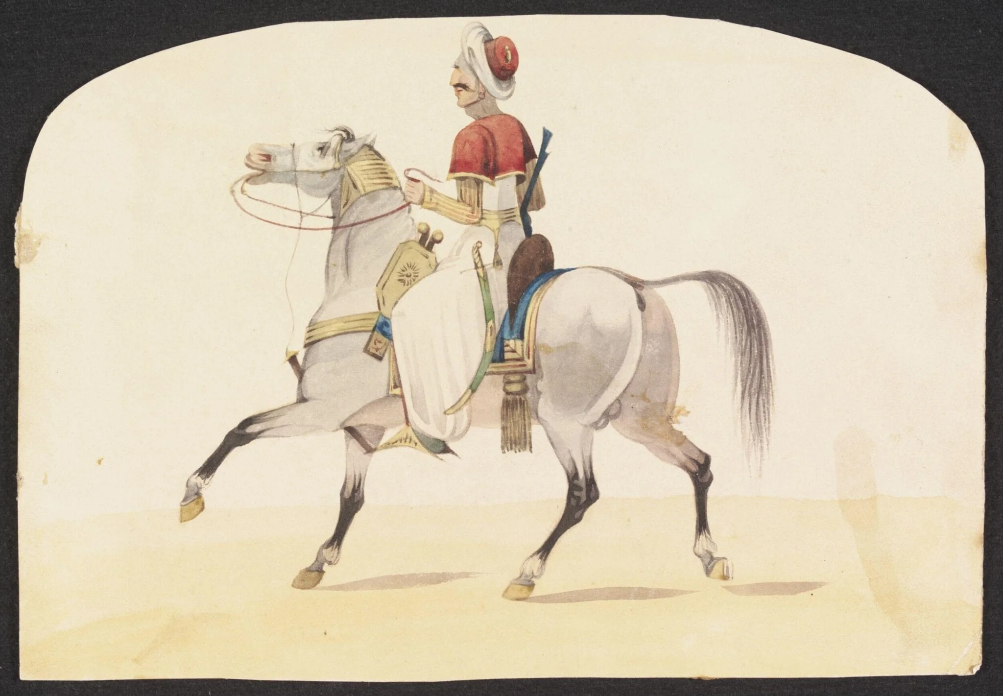 Mounted Arab horseman, detail
