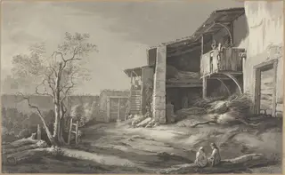 A Farmyard, by Jean-Jacques de Boissieu, ink, 1773