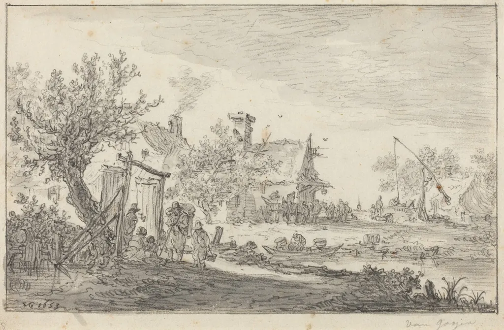 Wayside Inn, by Jan van Goyen, chalk, 1653
