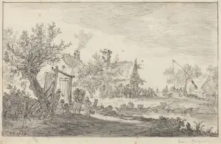 Wayside Inn, by Jan van Goyen, chalk, 1653