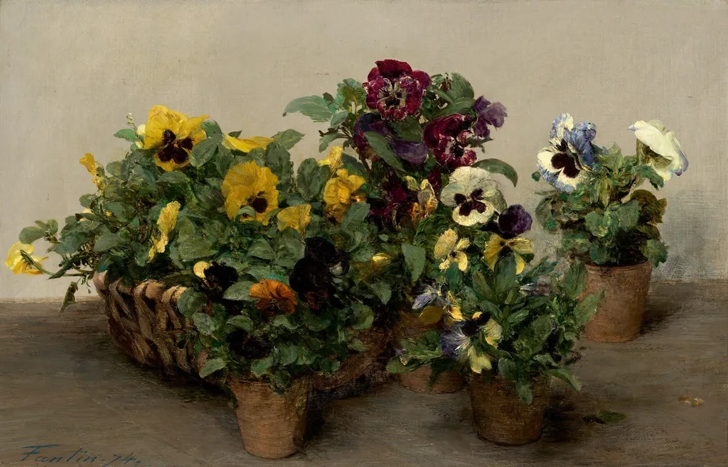 Pansies, by Henri Fantin-Latour, oil, 1874