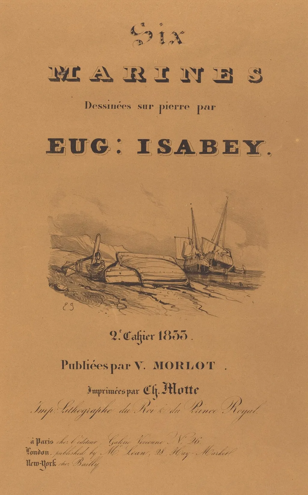 Six marines, by Eugène Isabey, ink, 1833