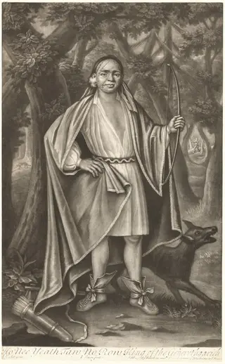Ho Nee Yeath Taw No Row, King of the Generethgarick, by John Simon, ink, 1710