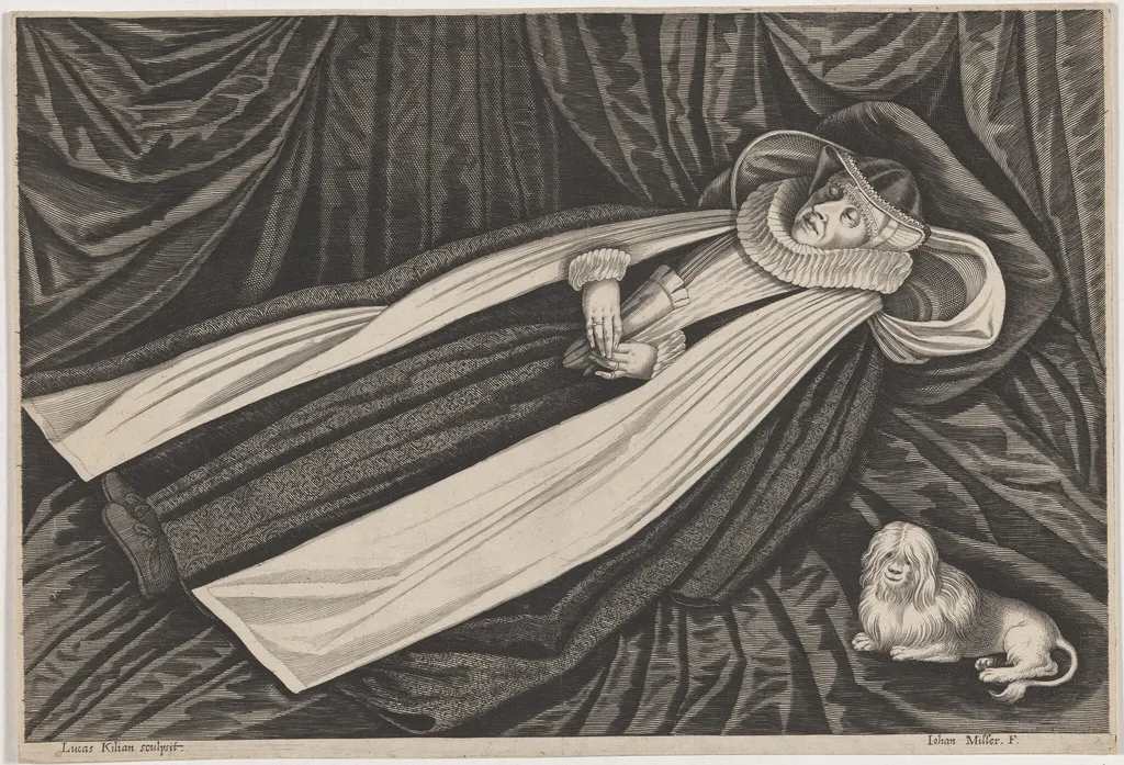 Deathbed of a Nun, by Lucas Kilian, ink, 1608