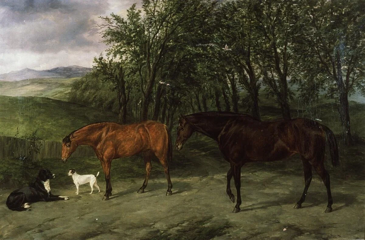Portrait of hunters, Honey & Heckford, detail