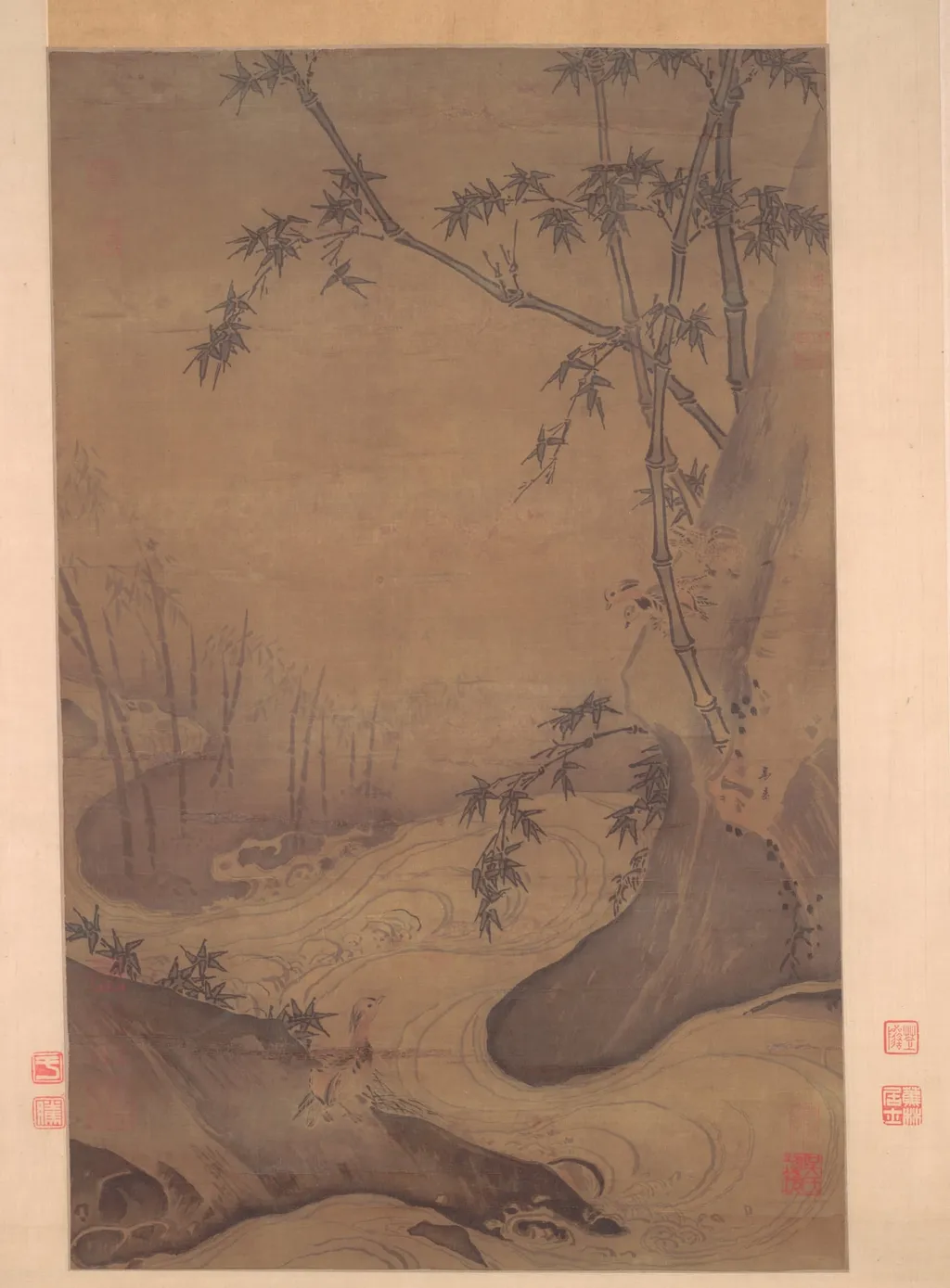 Bamboo and Ducks by a Rushing Stream, by Ma Yuan, unspecified, 1203