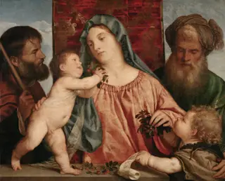 Madonna of the Cherries, by Titian, oil, 1517