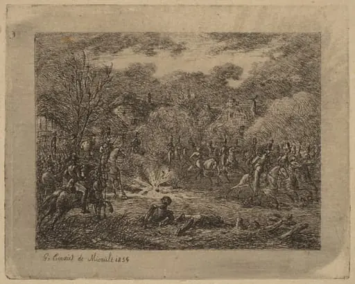 Explosion of a Grenade (L'Explosion d'une grenade), by Gerhardus Emaus de Micault, ink, 1854