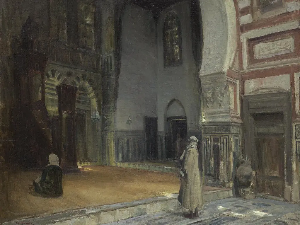 Interior of a Mosque, Cairo, by Henry Ossawa Tanner, oil, 1899