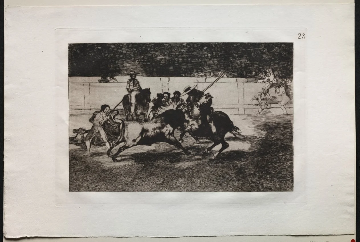 Bullfights: The Forceful Rendon Stabs a Bull with the Pique, From Which Pass he died in the Ring at Madrid, detail