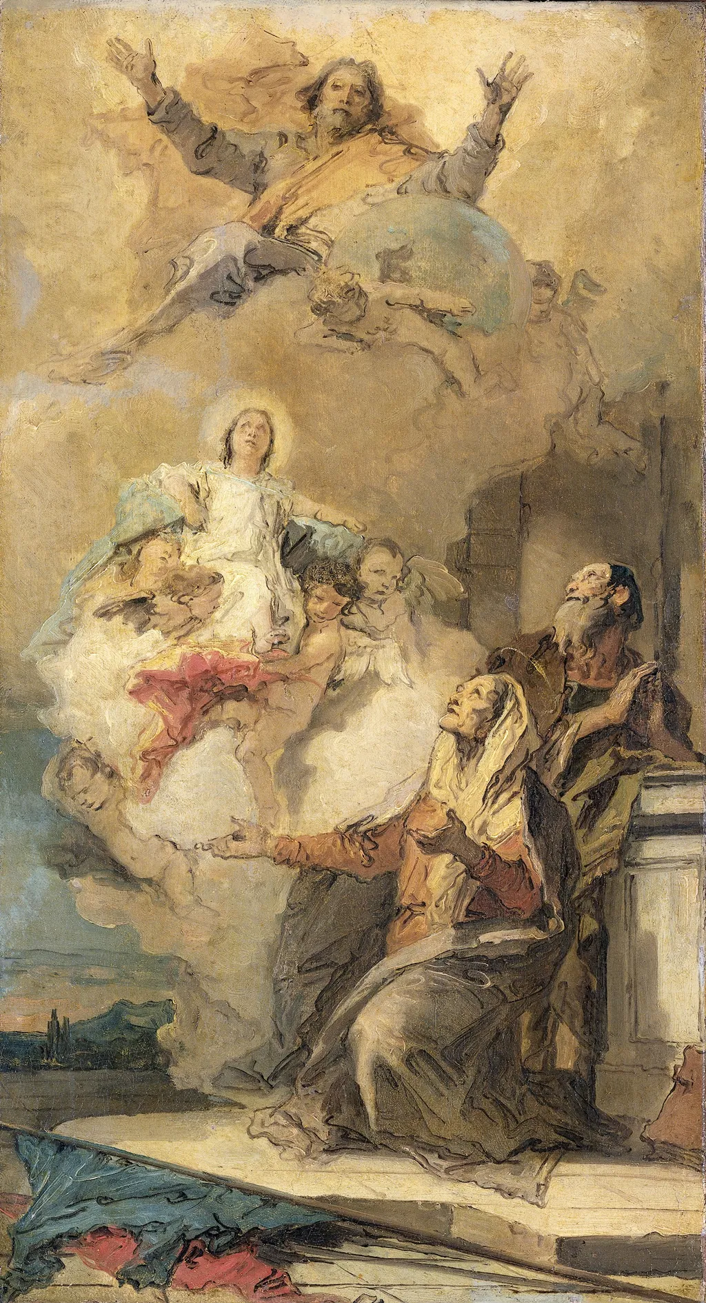 The Immaculate Conception (Joachim en Anna receiving the Virgin Mary from God the Father), by Giovanni Battista Tiepolo, oil, 1757
