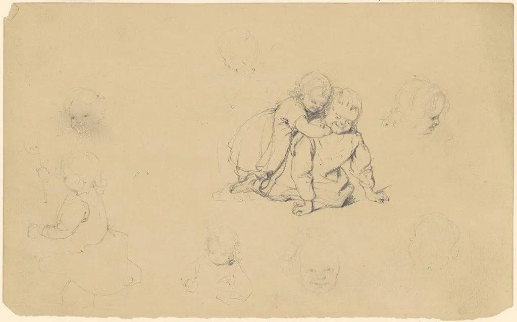 Studies of Children at Play, by James Goodwyn Clonney, graphite, 1845