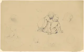 Studies of Children at Play, by James Goodwyn Clonney, graphite, 1845