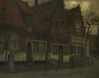 Houses on the Breedstraat, Enkhuizen, by Eduard Karsen, oil, 1896