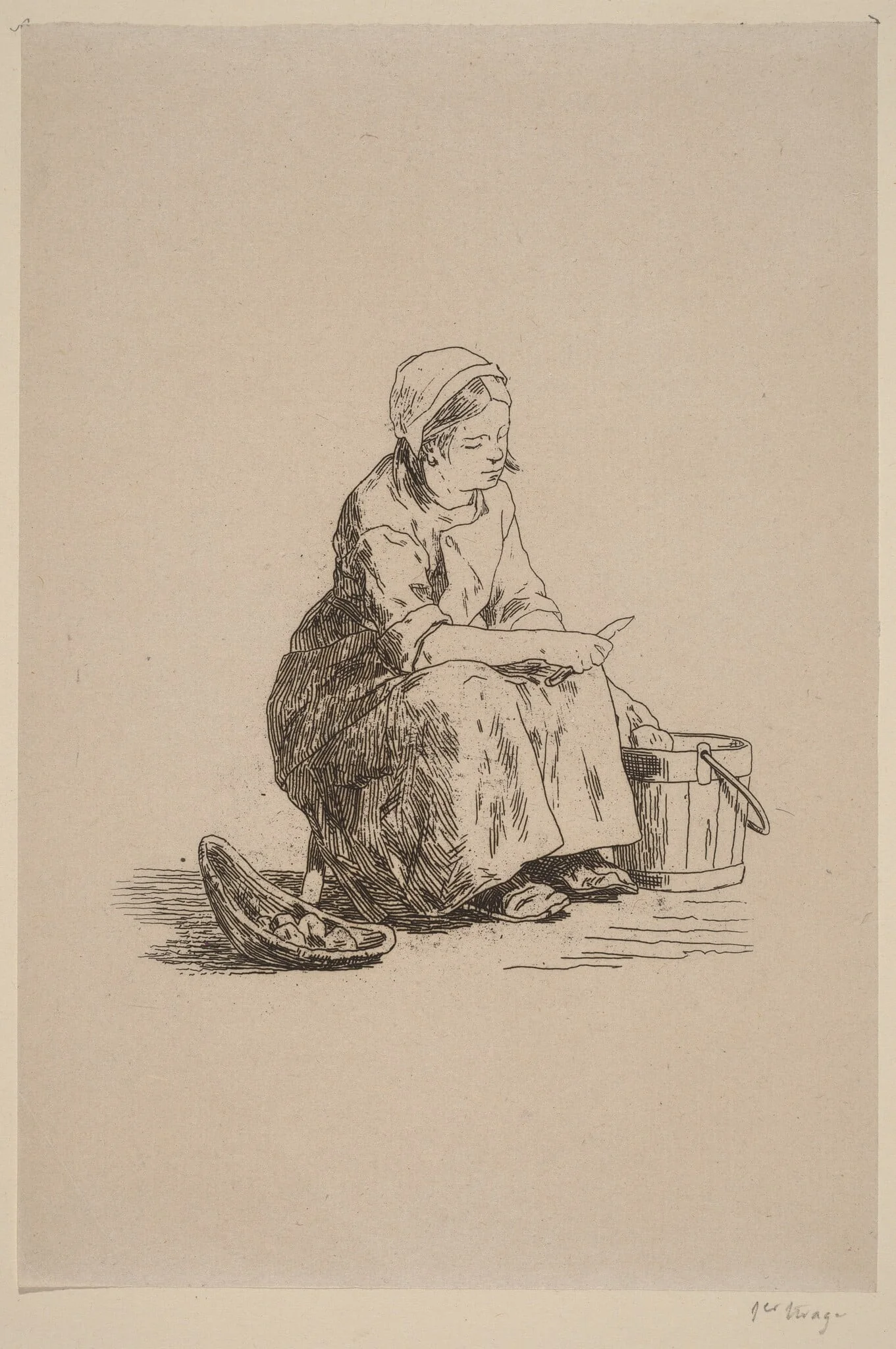 The Little Potato Peeler (La petite peleuse de pommes de terre), detail
