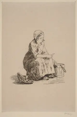 The Little Potato Peeler (La petite peleuse de pommes de terre), by Félicien Rops, ink, 1866